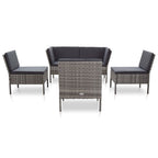 vidaXL 6 Piece Garden Lounge Set with Cushions Poly Rattan Gray