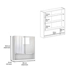Tatacoa 25-inch Tall Double Door Mirror Cabinet with Open Shelf, and 3 Interior Shelves, White