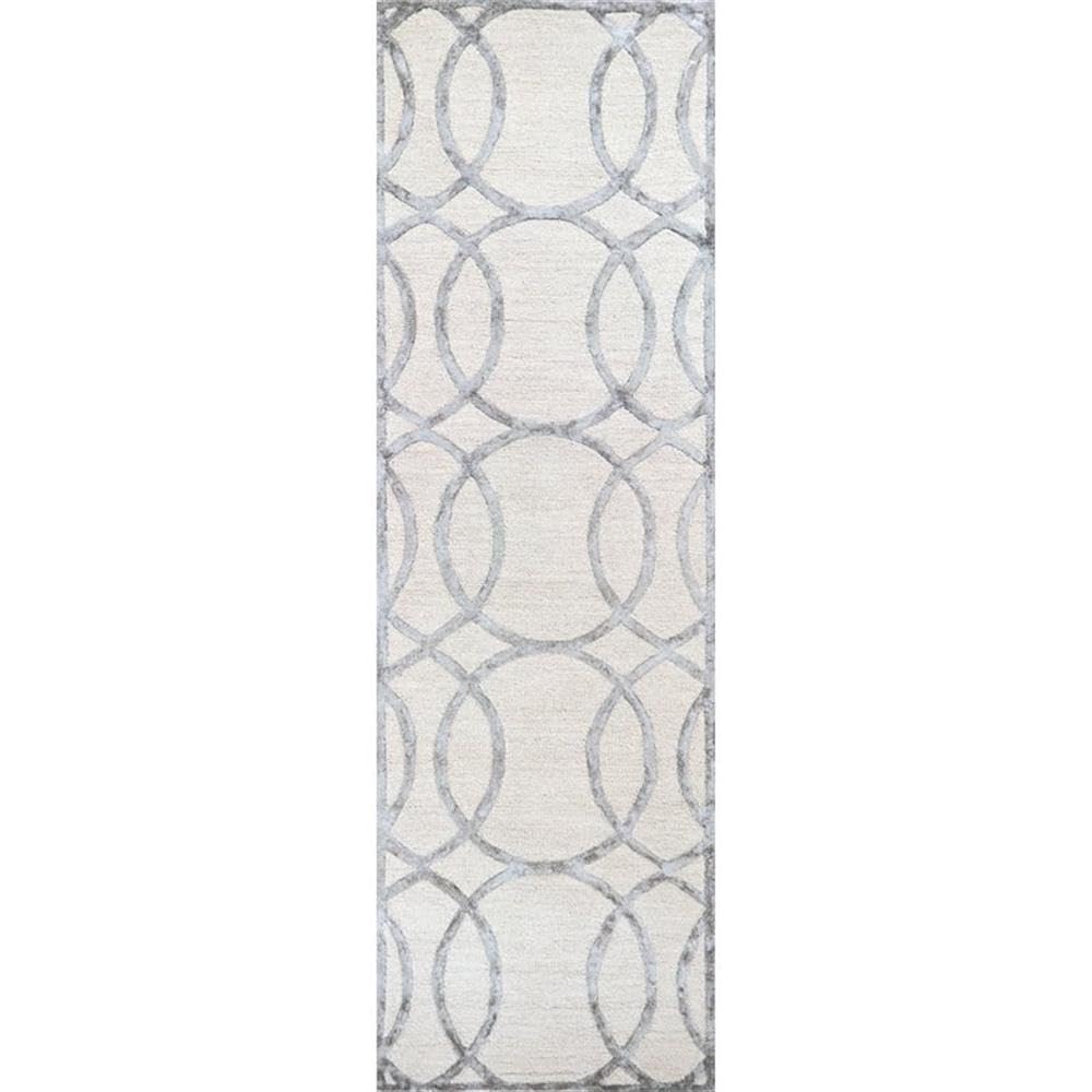 Rizzy Home Alora Decor Madison 2'6" X 8' Geometric Cream/Dk.Gray Hand-Tufted Area Rug