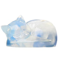 Ytbeoxk 2.1 Inch Opal Cat Crystal Statue, Healing Crystal Sleeping Cat Gemstones Decorations, Lucky Cute Kitten Figurines, White
