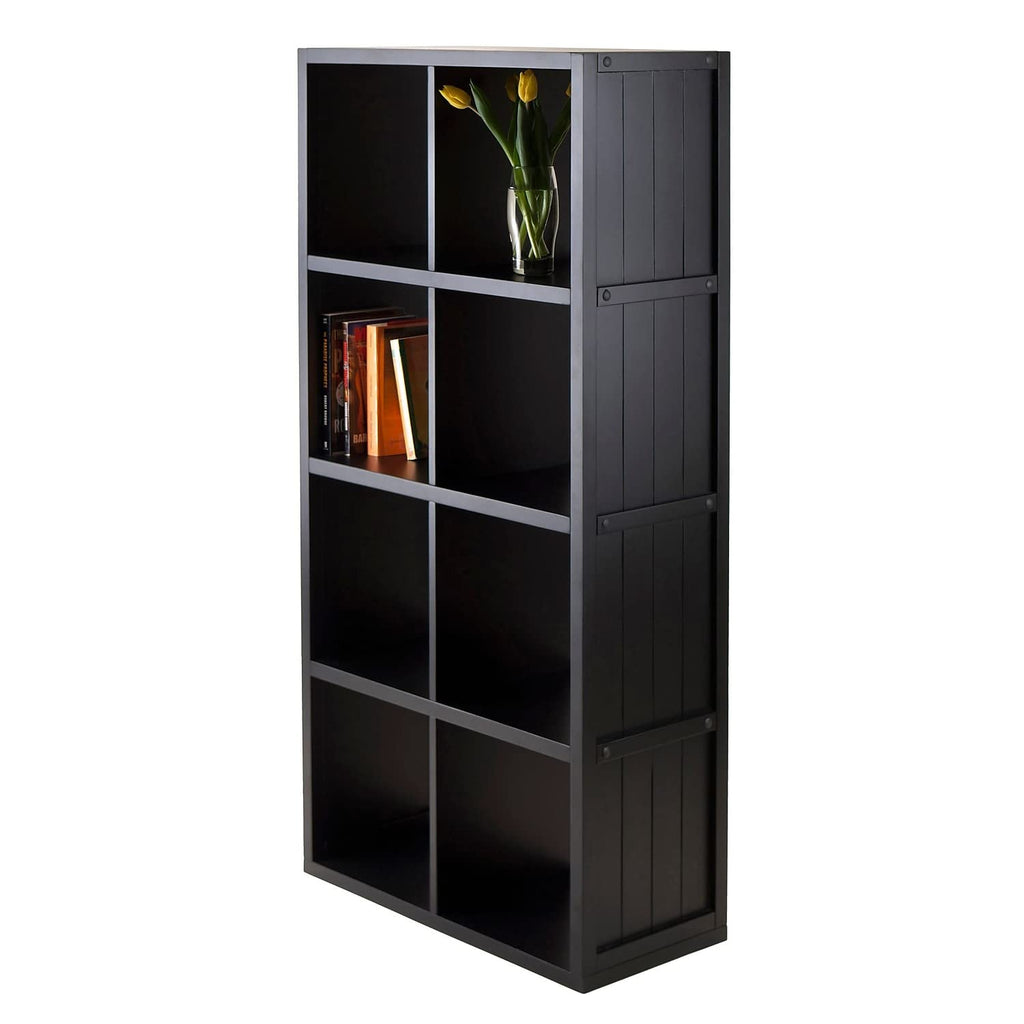 Winsome 20053 4 x 2 Cube Shelf with Wainscoting Panel, Black