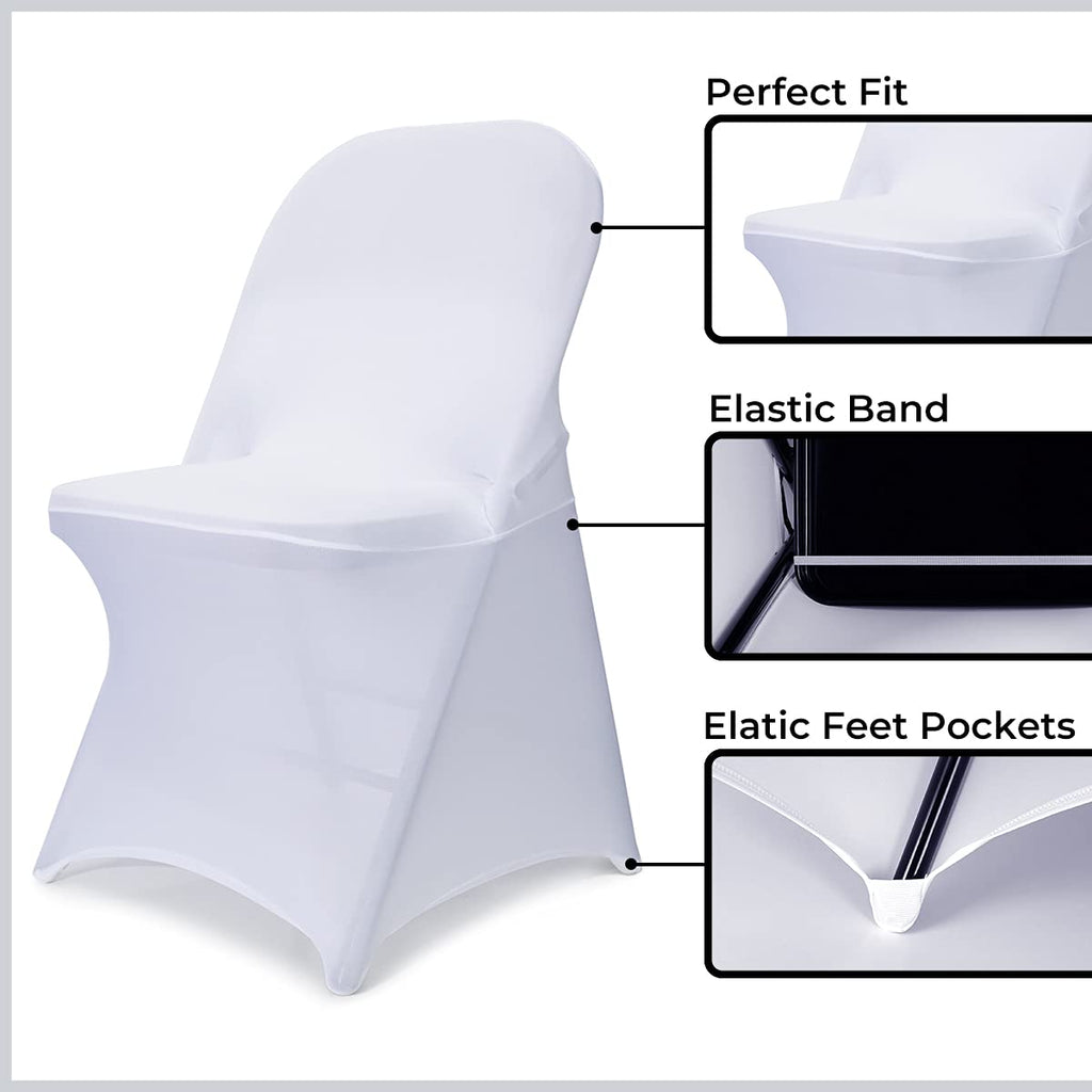 Babenest Spandex Folding Chair Covers - 30Pcs Upgraded Universal Stretch Washable Fitted Chair Slipcovers Protector For Wedding, Holidays, Banquet, Party, Easter Celebration (White)