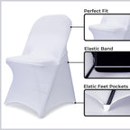 Babenest Spandex Folding Chair Covers - 30Pcs Upgraded Universal Stretch Washable Fitted Chair Slipcovers Protector For Wedding, Holidays, Banquet, Party, Easter Celebration (White)