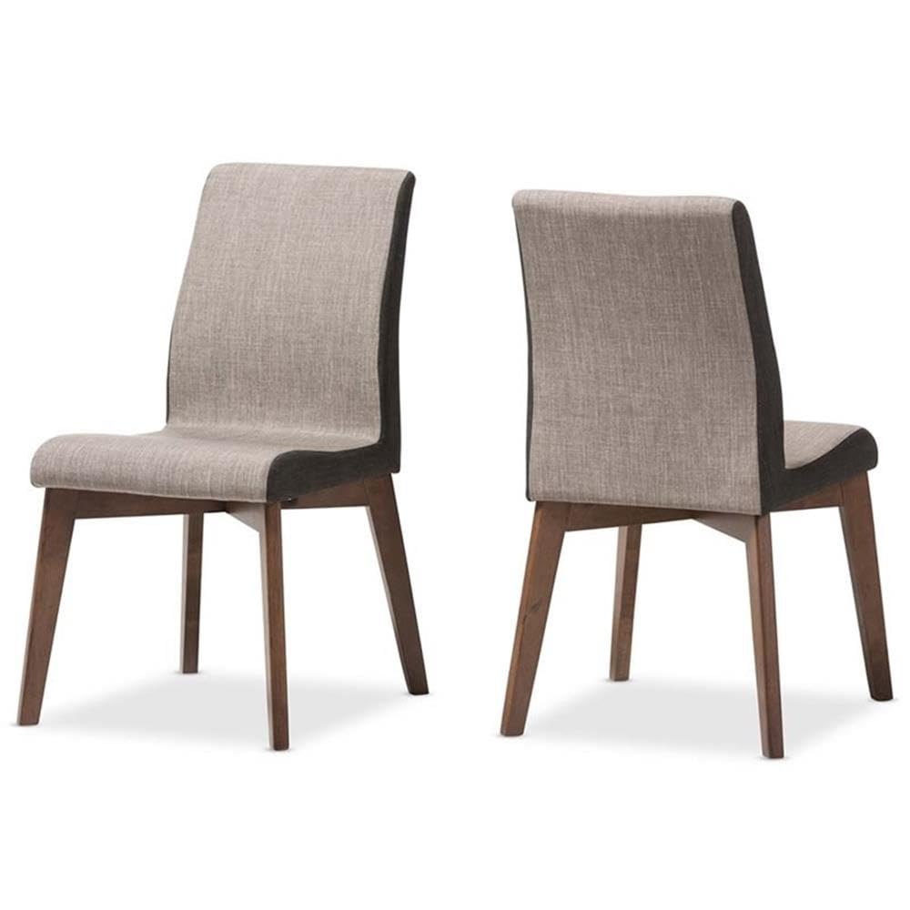Baxton Studio Kimberly Mid-Century Modern Beige and Brown Fabric Dining Chair