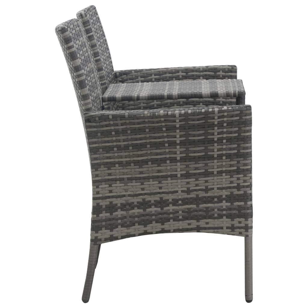 vidaXL Modern 2-Seater Patio Sofa with Tea Table - Weather-Resistant & Lightweight - Poly Rattan Outdoor Furniture Set - Anthracite