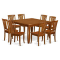 East West Furniture PFAV9-SBR-W 9 Piece Kitchen Table & Chairs Set Includes a Square Dining Table with Butterfly Leaf and 8 Dining Room Chairs, 54x54 Inch, Saddle Brown