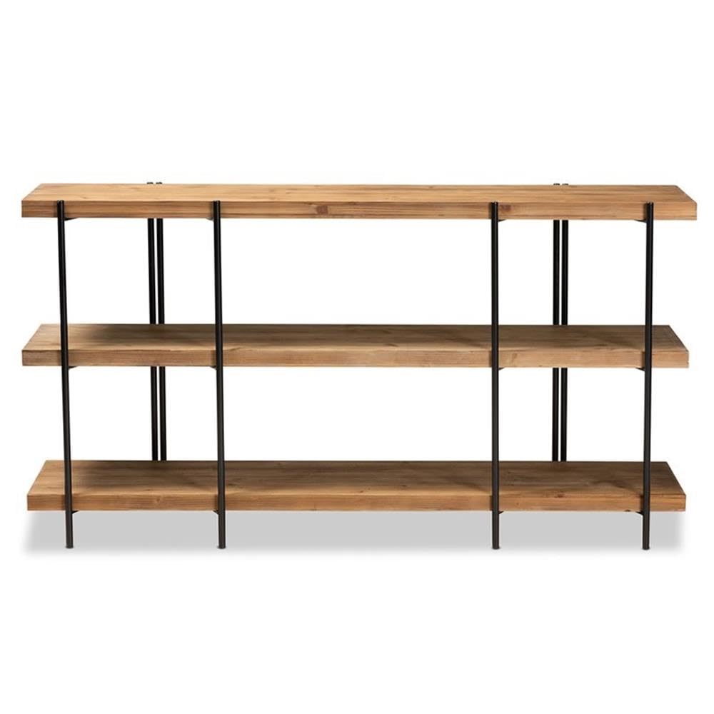 Baxton Studio Tarah Modern Rustic and Industrial Natural Brown Finished Wood and Black Finished Metal Console Table