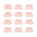 Vegan Leather Blush + Gold Foil Mini 12 Subject Label Adhesive Tabs For Folders, Pages. Organize Your Files, Books And Agenda'S