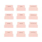Vegan Leather Blush + Gold Foil Mini 12 Subject Label Adhesive Tabs For Folders, Pages. Organize Your Files, Books And Agenda'S