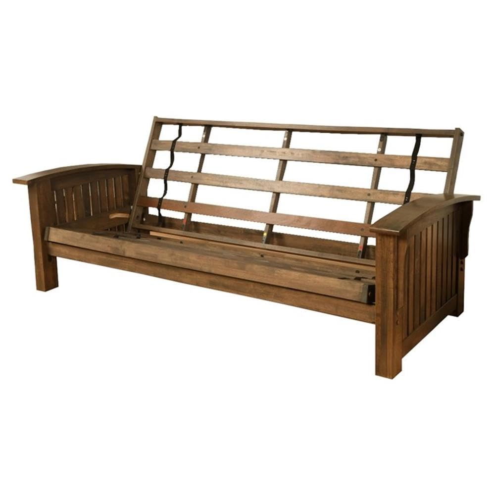 Kodiak Furniture Washington Queen Size Futon Frame Only in Rustic Walnut Brown Finish