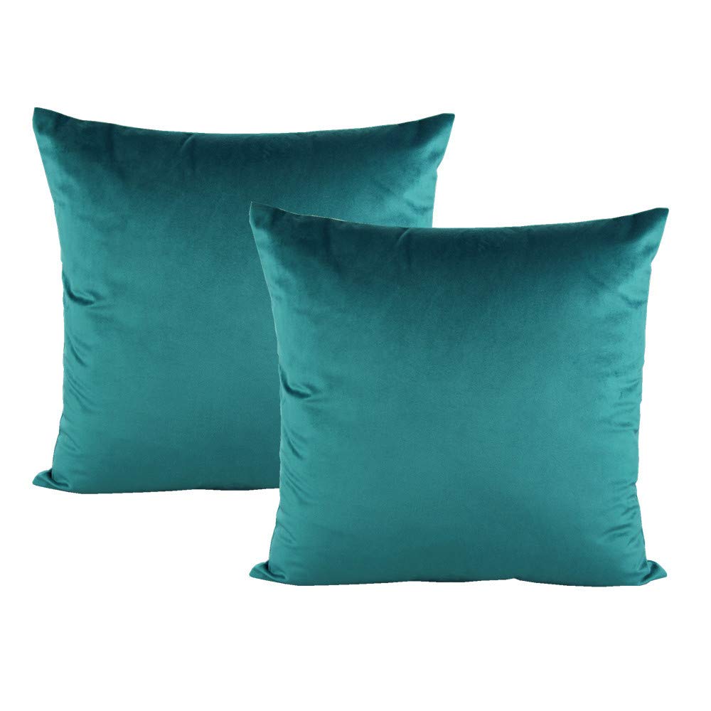 Teal Decor Throw Pillow Covers Soft Solid Square Velvet Comfortable Decorative Couch Cushion Covers Cozy Pillow Cases 16X16 Home