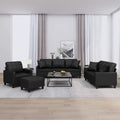 vidaXL 4 Piece Sofa Set with Pillows and Footstool - Black Faux Leather - Modern, Stylish and Comfortable - for Home Living Room Lounge