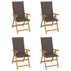 vidaXL 4X Solid Teak Wood Patio Chairs with Taupe Cushions Garden Outdoor Balcony Backyard Terrace Dining Dinner Lounge Seating Home Furniture