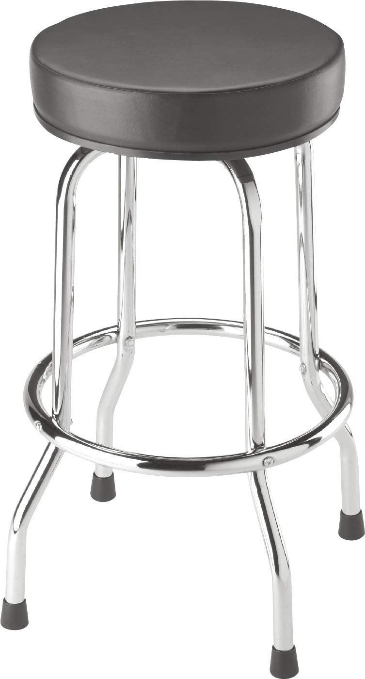 Big Red Torin Swivel Bar Stool: Padded Garage/Shop Seat With Chrome Plated Legs, Black, 28.74' Tall, 18.5' Diameter