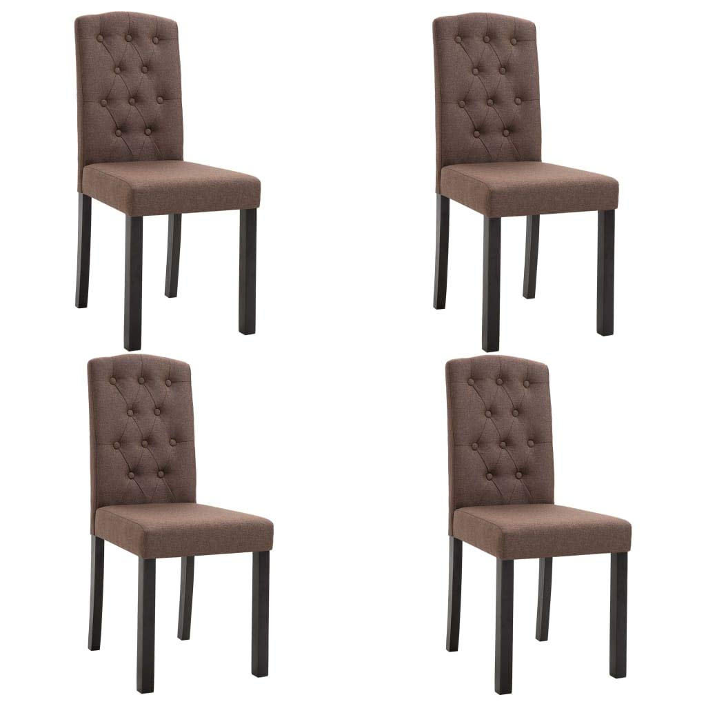 vidaXL Fabric Dining Chairs - Set of 4 - Ergonomic Design - Solid Wooden Legs - Stylish Brown Upholstery - Comfortable Seating -