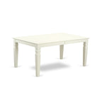 East West Furniture LGIP9-LWH-W 9 Piece Dining Table Set Includes a Rectangle Dining Room Table with Butterfly Leaf and 8 Wooden Seat Chairs, 42x84 Inch, Linen White