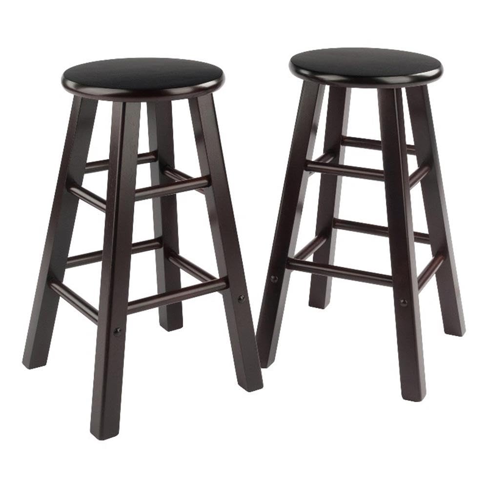 Winsome Element 2-Piece 24In Counter Stool Set, Espresso Finish, Solid Wood, Modern Design