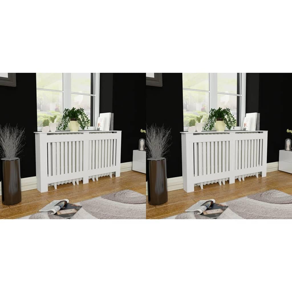 vidaXL 2X Radiator Covers White MDF 59.8&quot; Heating Shelf Cabinet Accessory