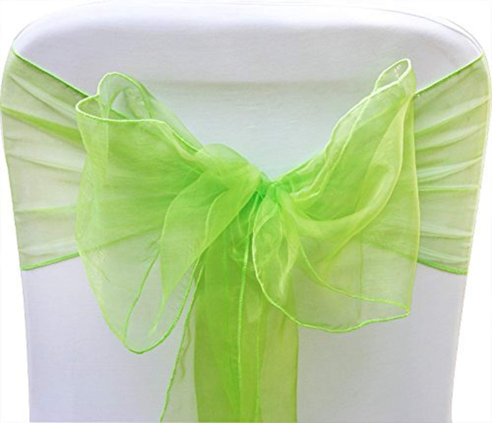 Sarvam Fashion Set Of 10 Chair Bows Sashes Tie Back Decorative Item Cover Ups For Wedding Reception Events Banquets Chairs Decoration (10, Lime Green)