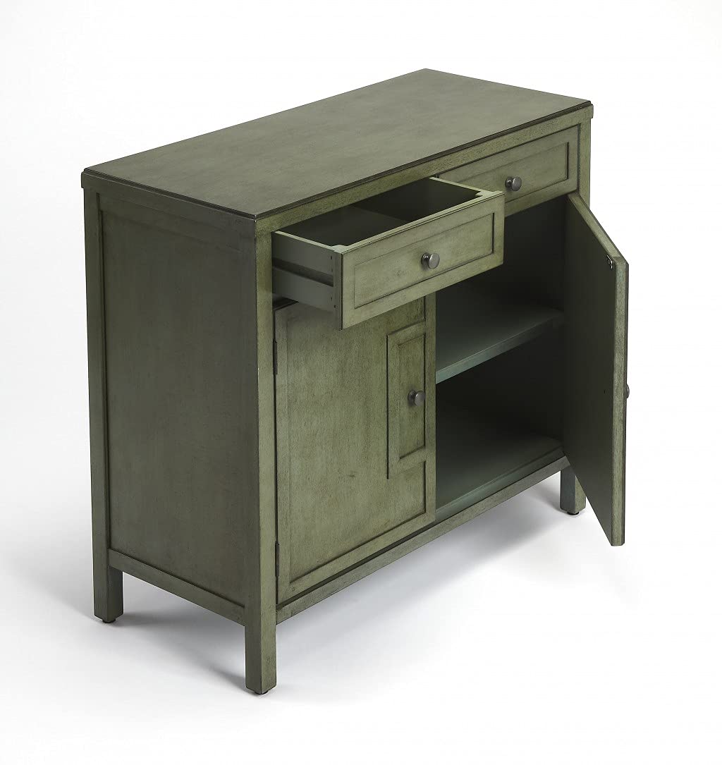 HomeRoots Bayur Wood Solids, MDF, Steel Imperial Green Console Cabinet