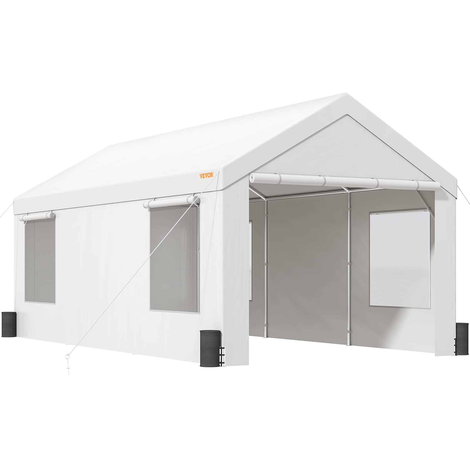 VEVOR Carport, 12x20ft Extra Large Heavy Duty Car Canopy, Portable Garage with Roll-up Ventilated Windows & Removable Sidewalls,