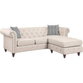 Acme Waldina Tufted Linen Fabric Upholstered Reversible Sectional Sofa in Beige