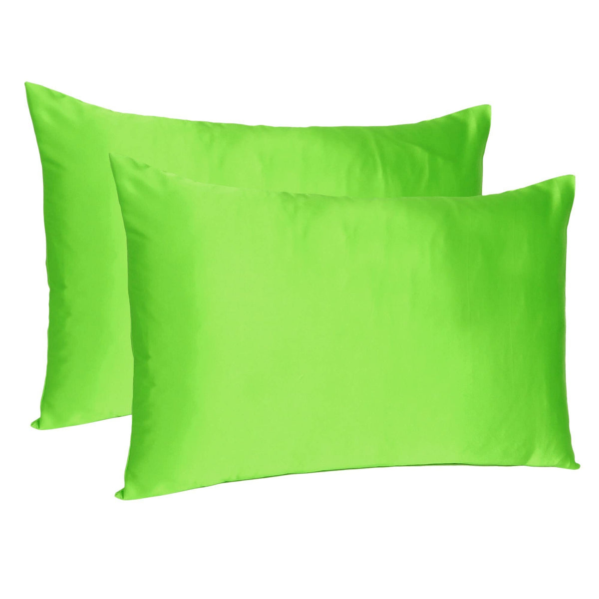 HomeRoots Orange Dreamy Set of 2 Silky Satin Standard Pillowcases Macaw Green