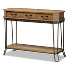 Baxton Studio Brown Wood and Black Finished Metal 3-Drawer Console Table