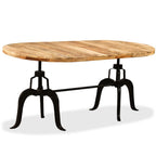 vidaXL Solid Mango Wood Dining Table with Steel Legs - Oval Industrial Style Wooden Kitchen/Dining Room Furniture, Brown