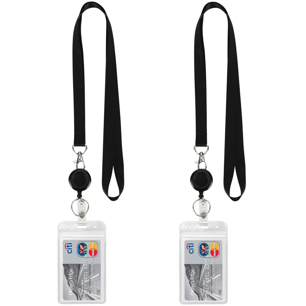 Youowo Lanyard Black Retractable Badge Reel With Badge Reel Clip For Id Card Badges Holders Vertical Punched Zipper Waterproof 2