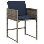 vidaXL Patio Chairs Set - Grey Poly Rattan Chairs with Navy Blue Cushions for Outdoor Garden/Patio Use, 4-Piece Set, Foldable Flap Backrest, 19.9"x21.3"x31.1"