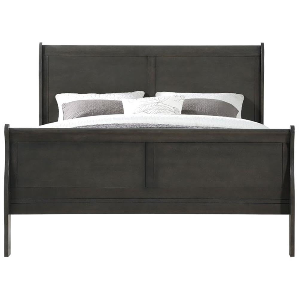 Acme Louis Philippe Eastern King Bed in Dark Gray
