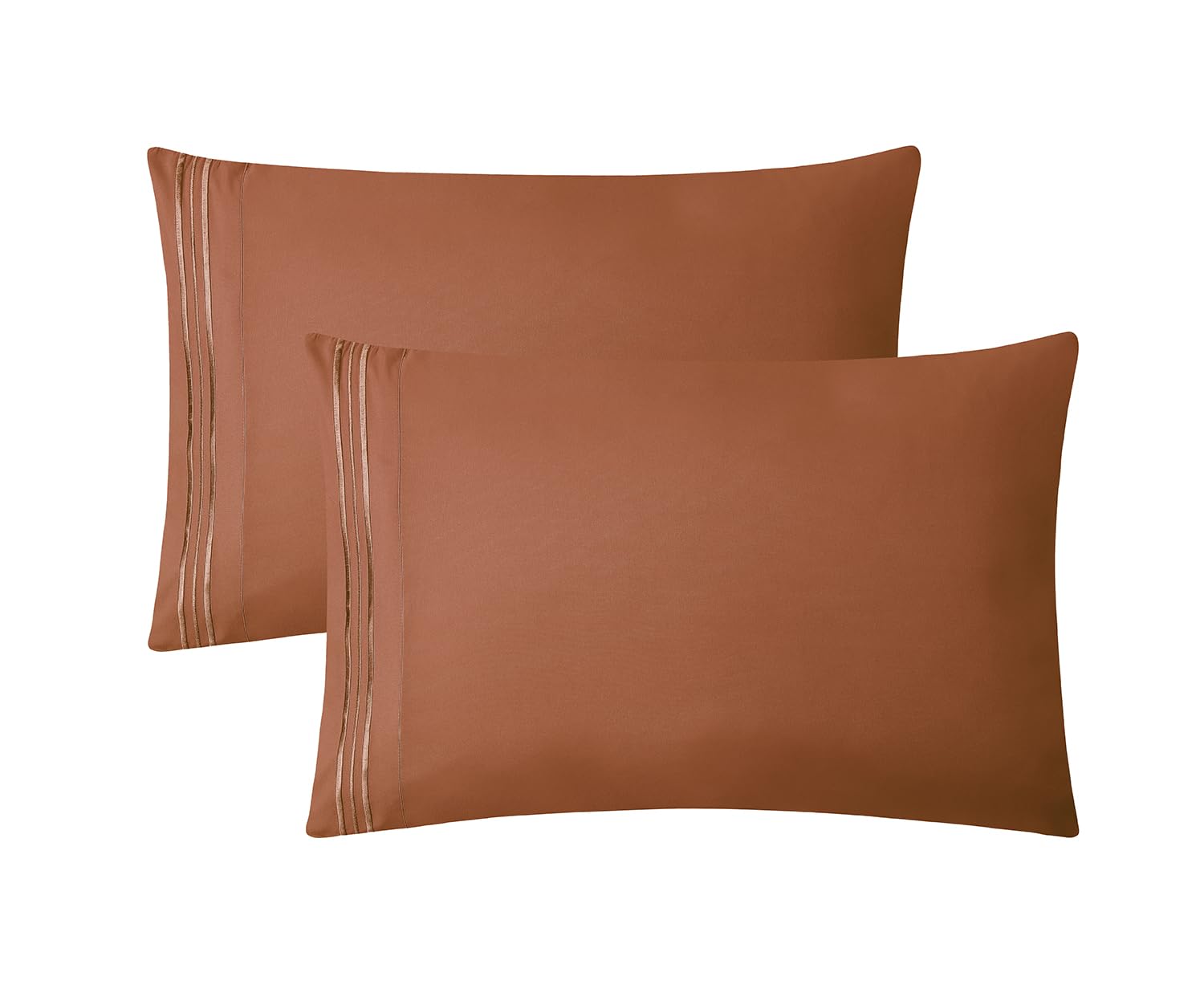Clara Clark Bed Sheets, Premier 1800 Series 4 Piece Bed Sheet Set, Deep Pocket, Wrinkle, Fade, Stain Resistant, Luxury Soft Bedding Sheets & Pillowcases, Split King, Burnt Sienna