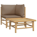 vidaXL Patio Lounge Set, 2-Piece, Bamboo Furniture, with Taupe Cushions - Includes a Corner Sofa and Coffee Table - Ideal for Outdoor Spaces