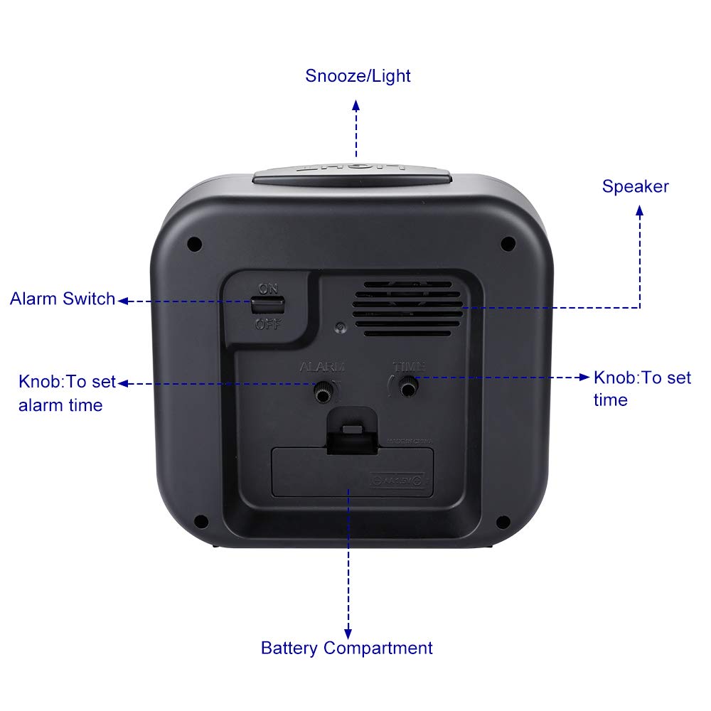 5.5'' Night Light Analog Alarm Clock Silent Non Ticking, Gentle Wake, Beep Sounds, Increasing Volume, Battery Operated Snooze An