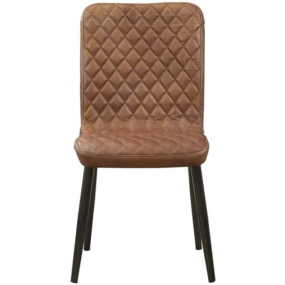 Acme Millerton Leather Dining Side Chair in Chocolate (Set of 2)