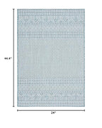 Safavieh Courtyard Collection 2' X 3'7' Ivory/Aqua Cy8235 Moroccan Boho Indoor/ Outside Waterproof Easy Cleansingpatio Backyard