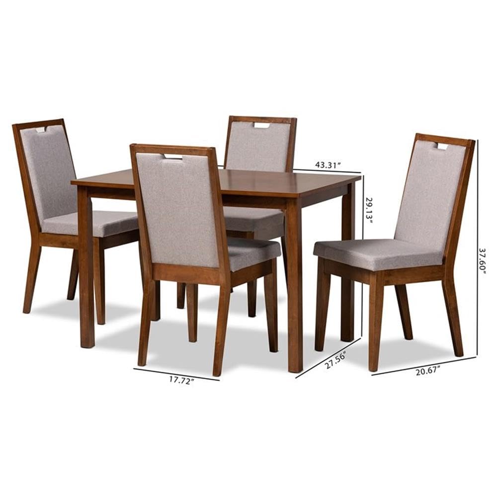Baxton Studio Rosa Grey and Walnut Brown Finished Wood 5-Piece Dining Set