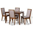 Baxton Studio Rosa Grey and Walnut Brown Finished Wood 5-Piece Dining Set