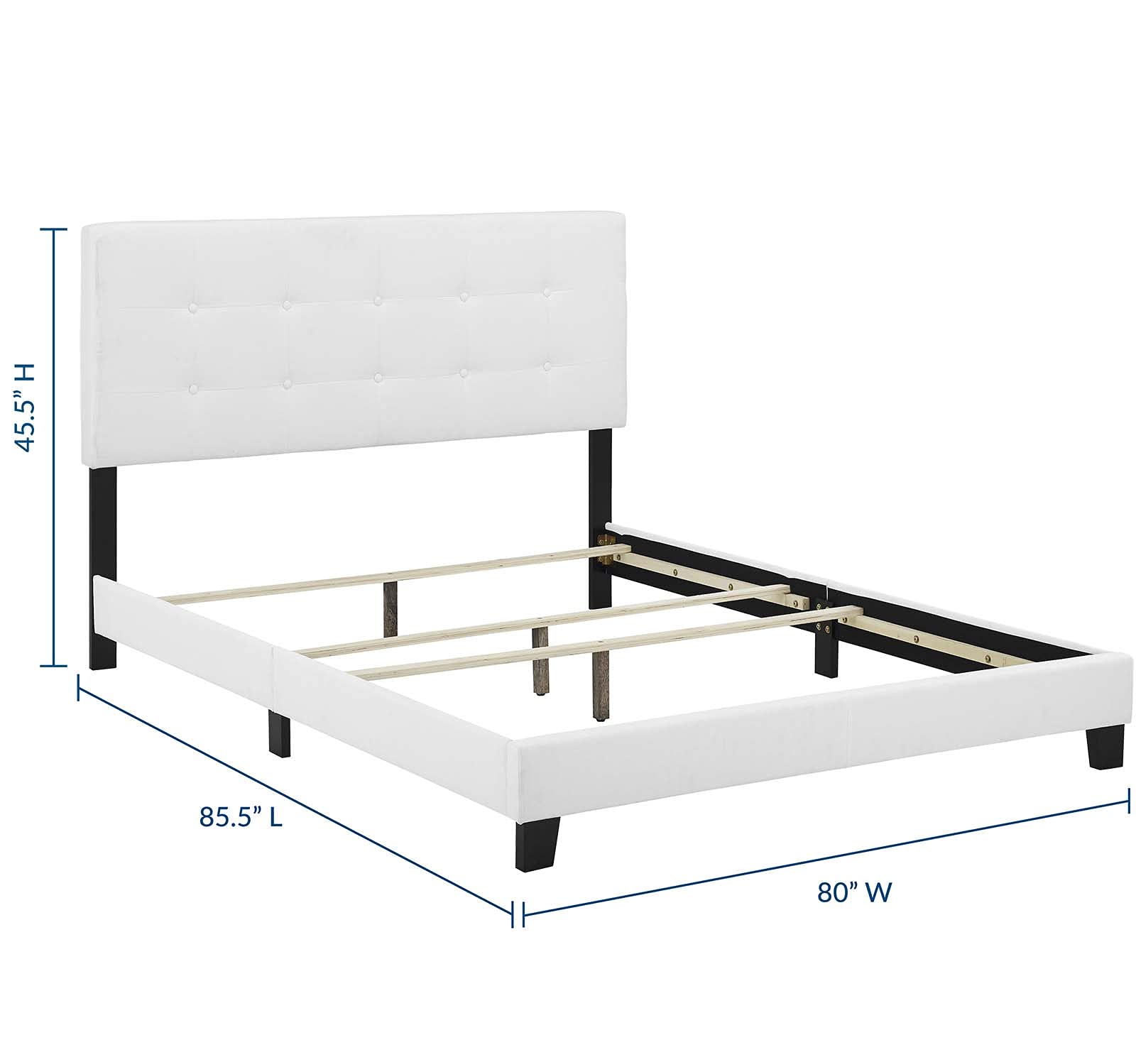 Modway Amira Tufted Fabric Upholstered King Bed Frame With Headboard In White
