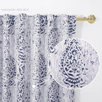 102 Inch Long 2 Panels Curtain Sets For Living Room,Boho Pattern 50% Blackout Black Out Darkening Light Filtering Back Tab Patterned Print Bedroom Curtains With Desigh,102 In Length,Navy Blue