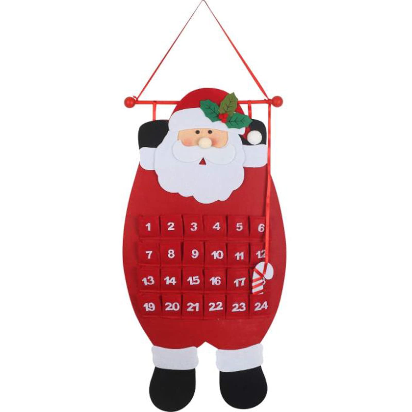 Santa Christmas Advent Calendar 2023 3D Felt Hanging Santa Advent Calendar Reusable Countdown to Christmas Calendar Santa Advent