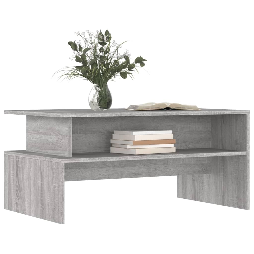 vidaXL Modern Gray Sonoma Engineered Wood Coffee Table with Sturdy Tabletop & Ample Storage