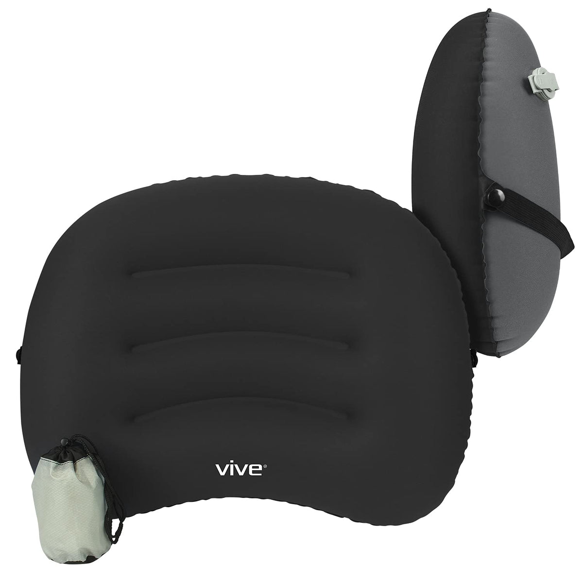 Vive Inflatable Lumbar Pillow - Cushion For Airplane Seat Travel Support - Lower Back Cushion For Car, Office Chair - Adjustable