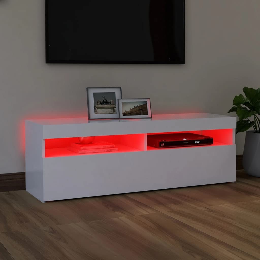 TV Cabinet with LED Lights White