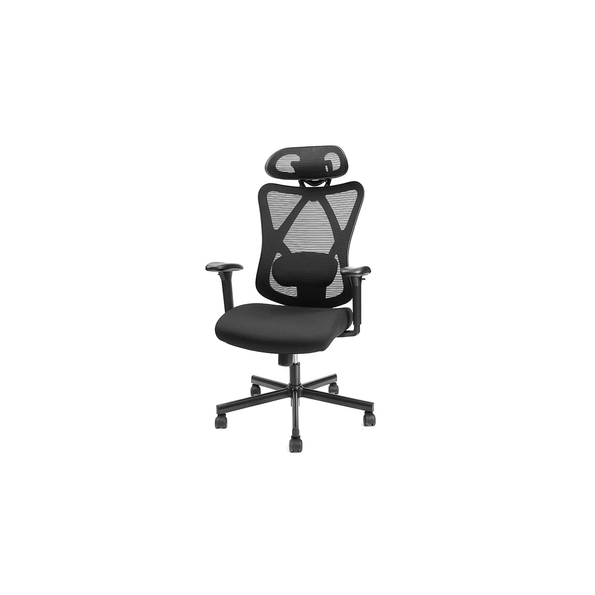 Liam Black Fabric Office Chair with Mesh and Headrest