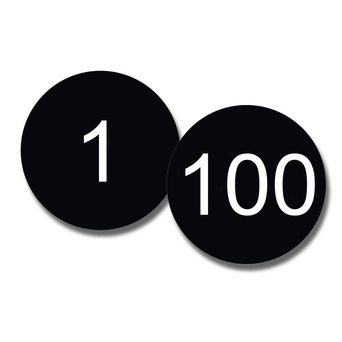 Naptags Circle Numbered Vinyl Decal Stickers, Flexible Vinyl With Acrylic Adhesive Backer, 1.5 Inches X 1.5 Inches (Black With W