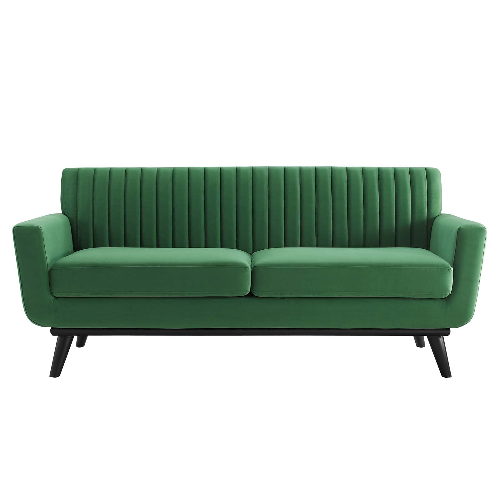 Modway Engage Channel Tufted Performance Velvet Loveseat in Emerald