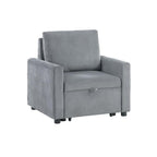 Lilola Home Oswin 32.5' W Gray Corduroy Armchair with Pull-Out Chaise and Side Pocket