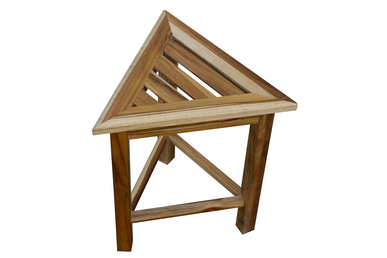 HomeRoots Teak EcoDecors FlexiCorner 18in Tall ShowerShelf ED1040 in a Brown Finish